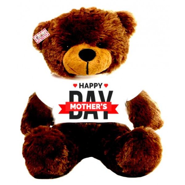 2 feet brown teddy bear wearing Happy Mothers Day T-shirt